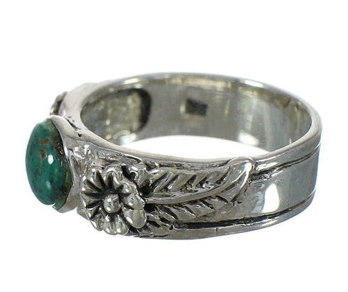 Southwestern Turquoise Authentic Sterling Silver Flower Ring Size 6-1/2 YX91679